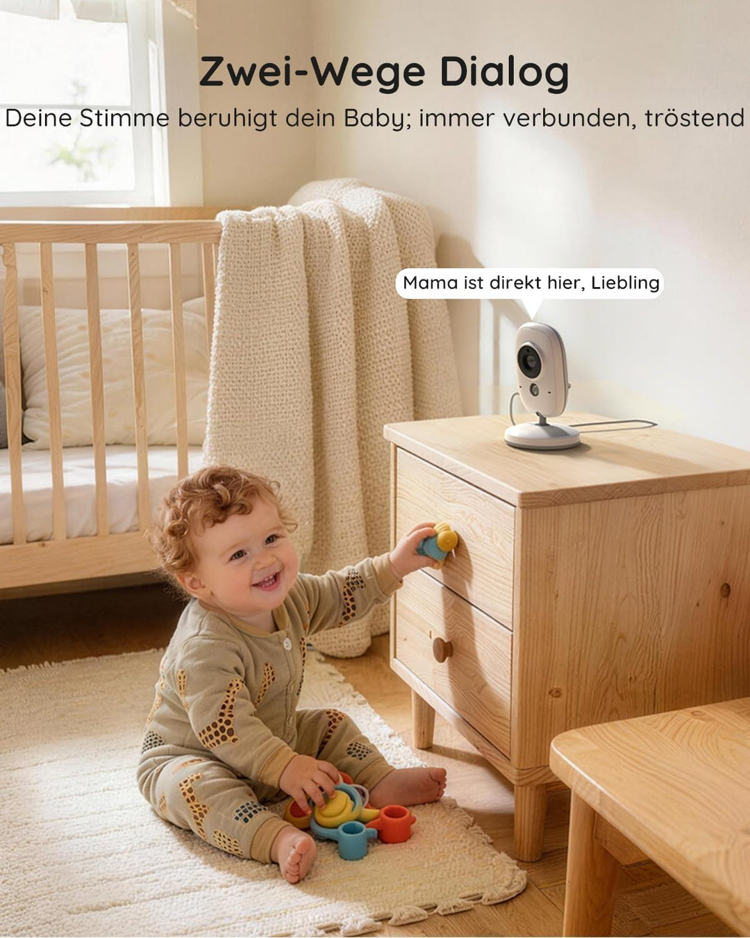 BOIFUN Babyphone mit 2 Kameras, VOX Nachtsicht Babyfon, Temperaturüberwachung, Gegensprechfunktion V