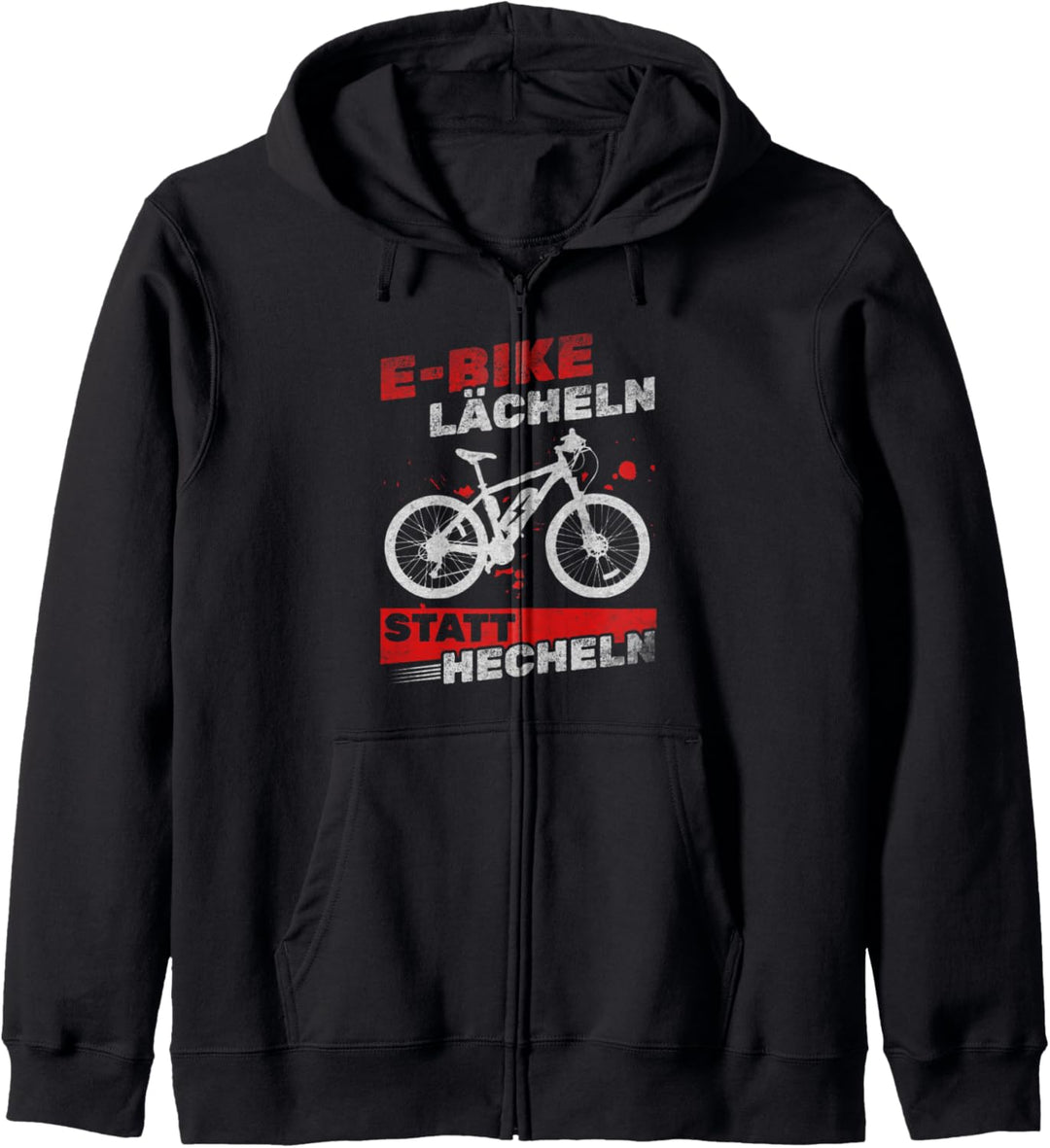E-Bike Lächeln Statt Hecheln Elektro Fahrrad eBike Radfahrer Kapuzenjacke
