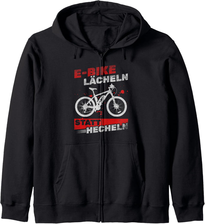 E-Bike Lächeln Statt Hecheln Elektro Fahrrad eBike Radfahrer Kapuzenjacke