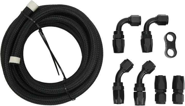 Ölleitung, 3-Meter-Kraftstoffleitungs-Schlauchsatz AN6-Schlauchfitting-Adapter Aluminium-Nylon für K