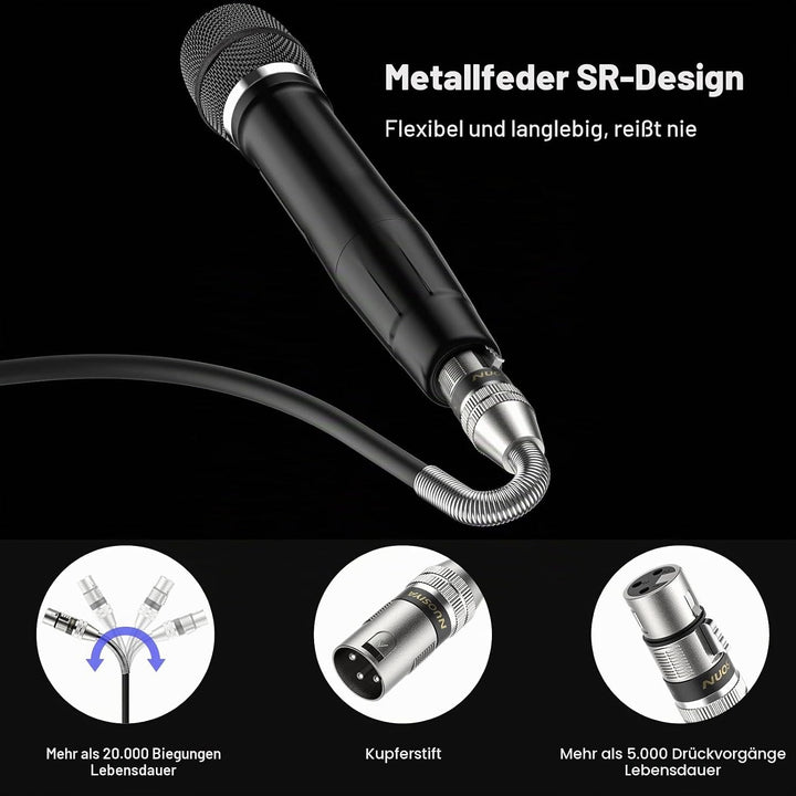 XLR Kabel 10m 2Pack Symmetrisches Mikrofonkabel, Metallfeder SR Design XLR-Stecker auf Buchse, Verlä