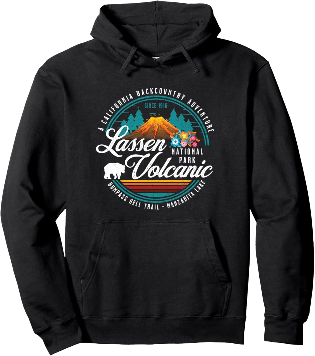 Retro Lassen Volcanic National Park Vintage Wandern Camping Pullover Hoodie
