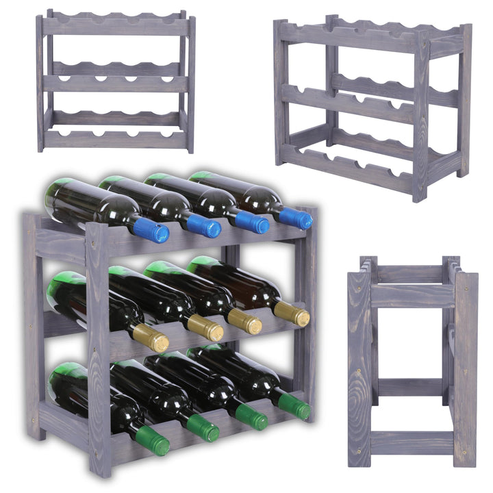 Flaschenregal, Weinregal Holz für 12 Flaschen, Weinschrank, Weinständer, Getränkeregal, Weinflaschen