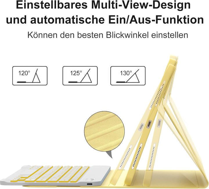 IVEOPPE Hülle mit Tastatur für iPad A16 11 Generation 2025/10 Generation 2022, Bluetooth Magnetische