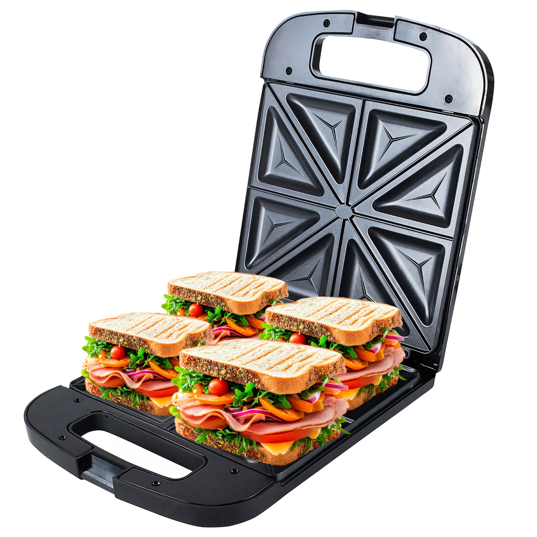 Adler AD 3055 Sandwichmaker XXL, 2000 W, Sandwichtoaster mit feuerfestem Griff, Toaster für 4 Sandwi