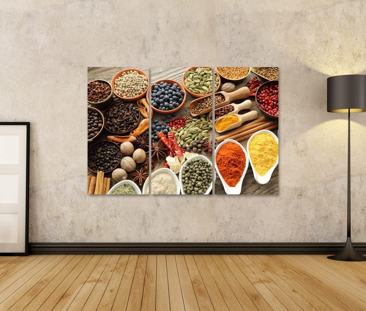 islandburner Bild auf Leinwand Gewürze Kräuter Aromatisch In Metall Und Keramik Schalen Bilder Wandb