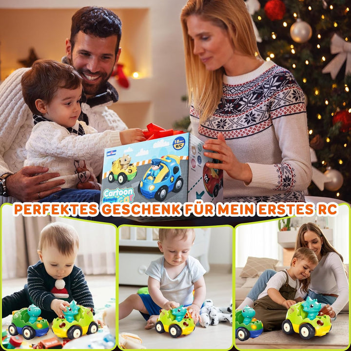 Pup Go Kleinkind Dinosaurier RC Cartoon Auto mit Musik und Lichtern, 2 austauschbare Puppen, Erste F