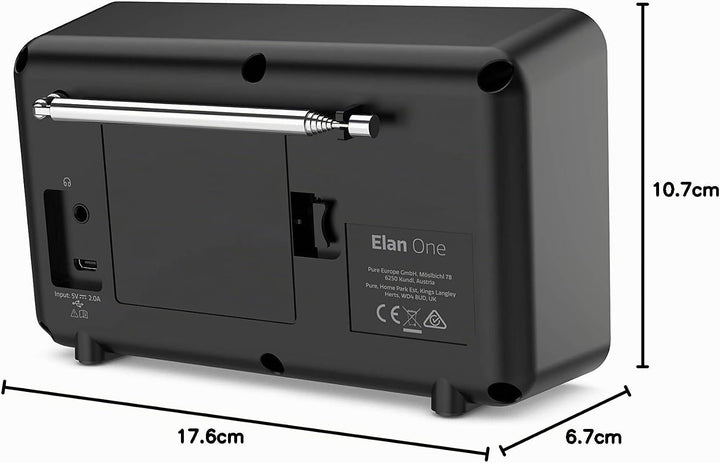 Pure Elan One tragbares DAB+ Radio mit Bluetooth 5.0 (DAB/DAB+ und UKW Radio, 2,4" TFT Display, 20 S