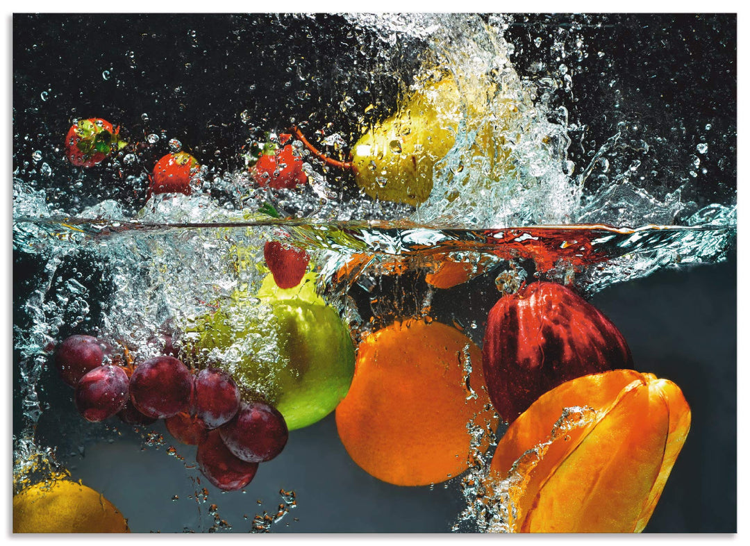 ARTland Spritzschutz Küche aus Alu für Herd Spüle 70x50 cm (BxH) Küchenrückwand mit Motiv Essen Obst