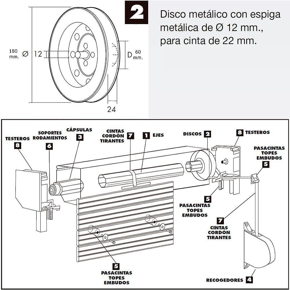 Wolfpack 5250125 Jalousie-Disco METALICO. Metalica Band. 180 x 60 mm. 18/22 mm Spigot