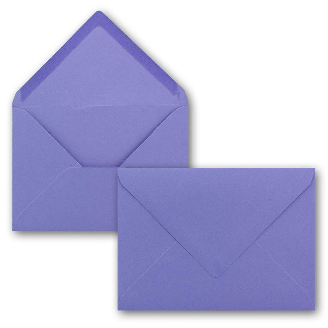 200 Brief-Umschläge - Violett - DIN C6-114 x 162 mm - Kuverts mit Nassklebung ohne Fenster für Gruss