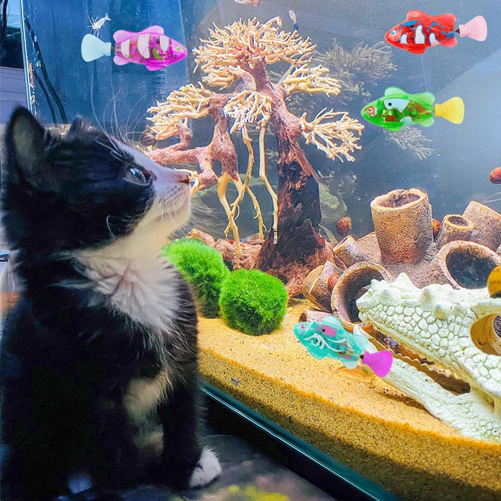4 Stück Robo Fisch Katze Spielzeug, Elektronischer Haustier Fisch, Robo Fish, Elektrische Fische mit