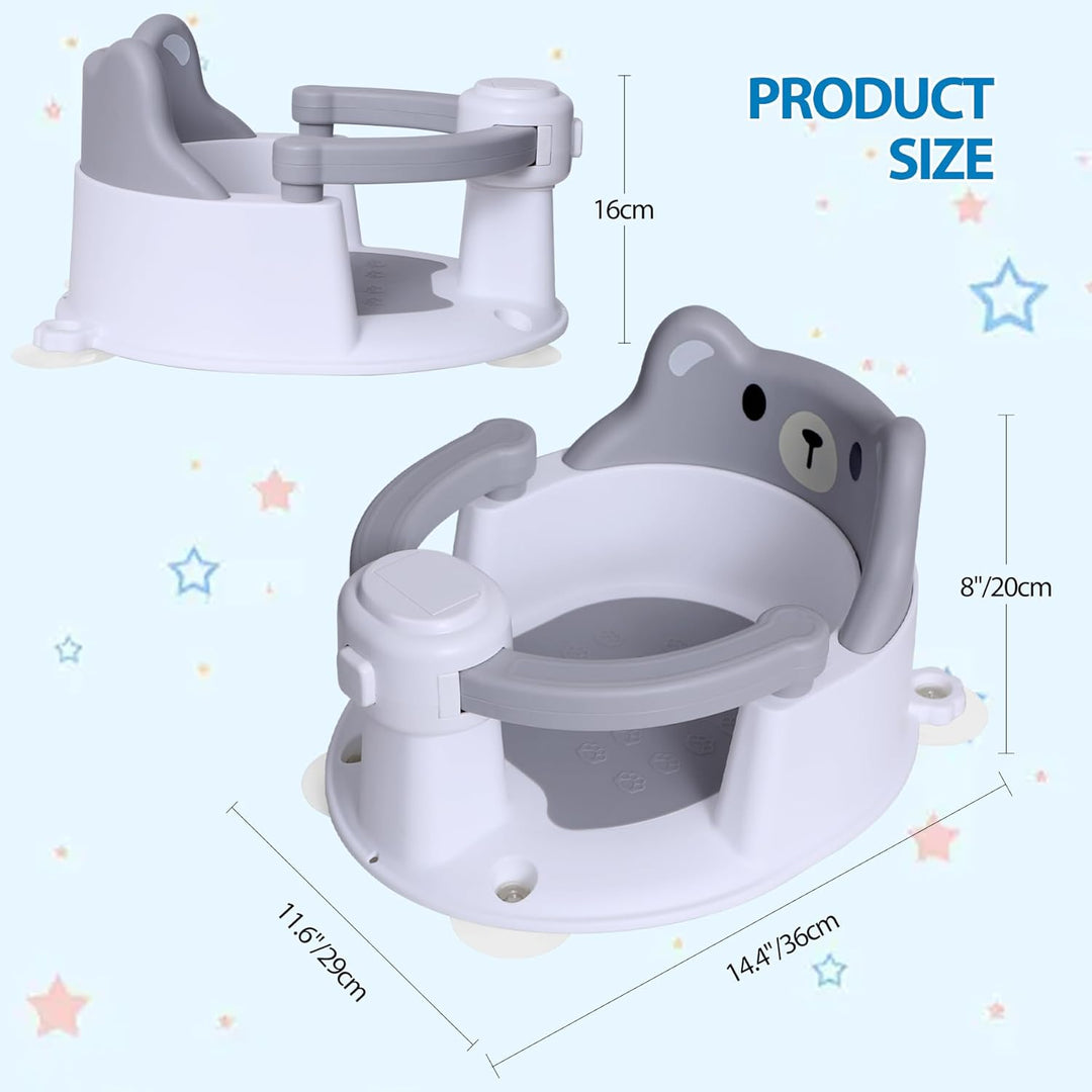 REDCAMP Baby Badewannensitz mit 4 starken Saugnäpfen, aufklappbare Armlehnen für einfachen Ein- und