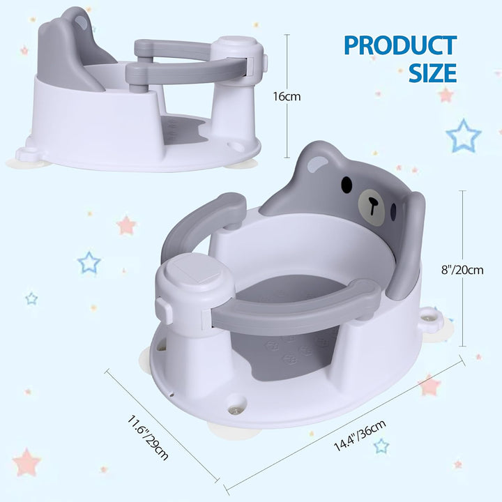 REDCAMP Baby Badewannensitz mit 4 starken Saugnäpfen, aufklappbare Armlehnen für einfachen Ein- und