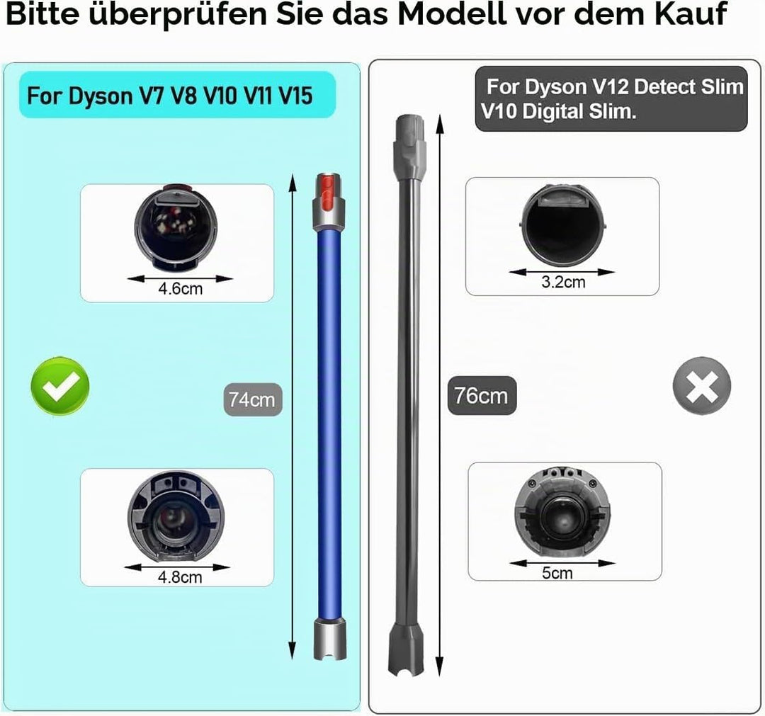 Schnellspannstab, kompatibel mit Dyson V15, V11, V10, V8, V7, Staubsauger-Verlängerungsstange, Verlä