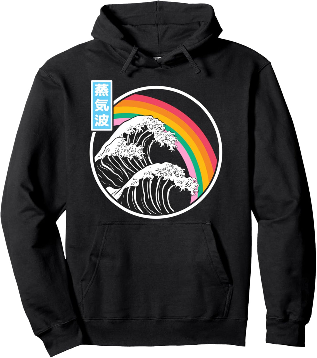 Kanagawa Wave Otaku Vaporwave Anime im japanischen Stil der 80er Jahre Pullover Hoodie