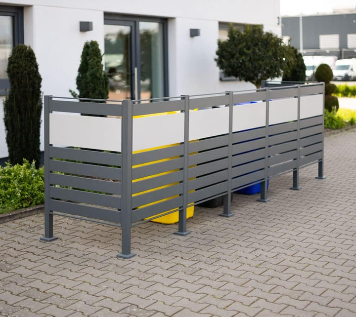 WESTMANN 5er Mülltonnenverkleidung Planum | Metall 400x90x120 cm Grau/Hellgrau | Mülltonnen Sichtsch