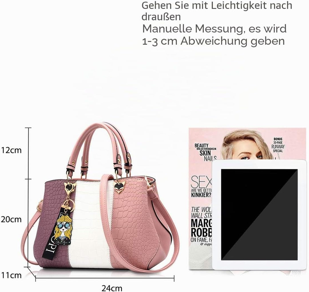 NICOLE & DORIS 2024 Neue Frauen Tasche Damen Leder Handtasche Mode Umhängetasche Mit Pompon abnehmba