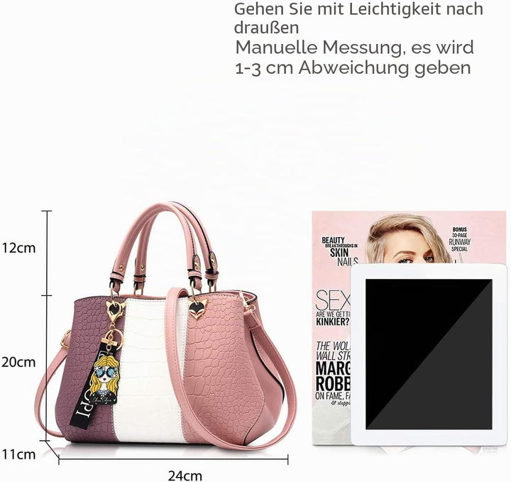 NICOLE & DORIS 2024 Neue Frauen Tasche Damen Leder Handtasche Mode Umhängetasche Mit Pompon abnehmba