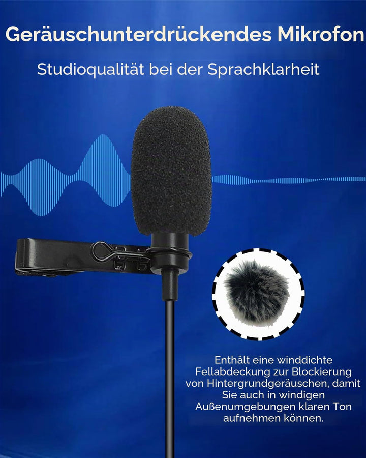 NewTH Lavalier-Ansteckmikrofon, omnidirektional, Kondensator, kabelgebunden, Lav-Mikrofon für DJI Mi