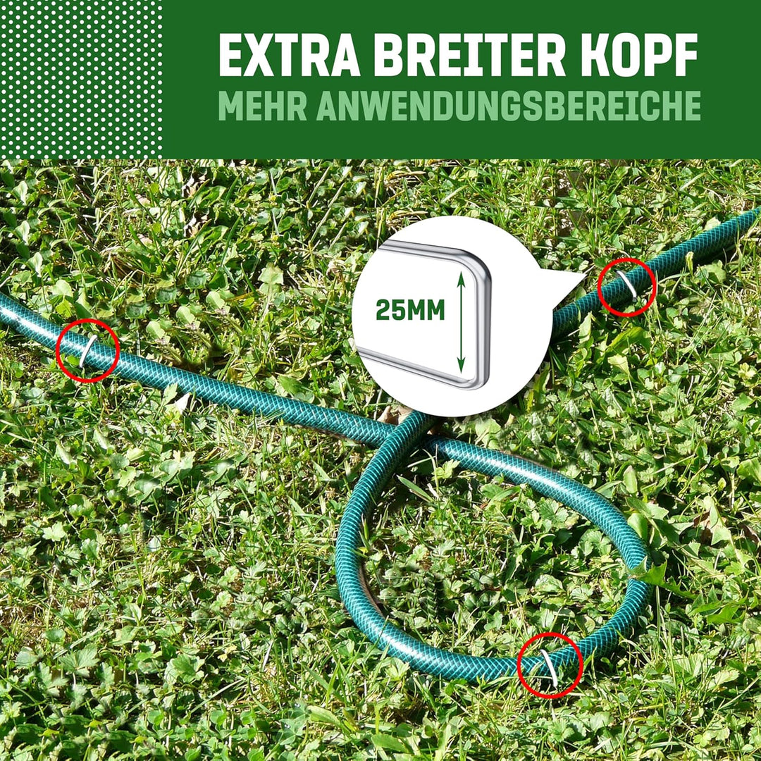 GardenGloss Anti-Rost Erdanker aus Stahl (100 Stück) - Stabile Bodenanker für Unkrautvlies, Gartenvl