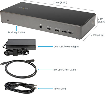 StarTech.com USB C Dock (DK31C2DHSPDUE) Dreifache 4K Monitor USB Typ-C Dockingstation - 100W Power D