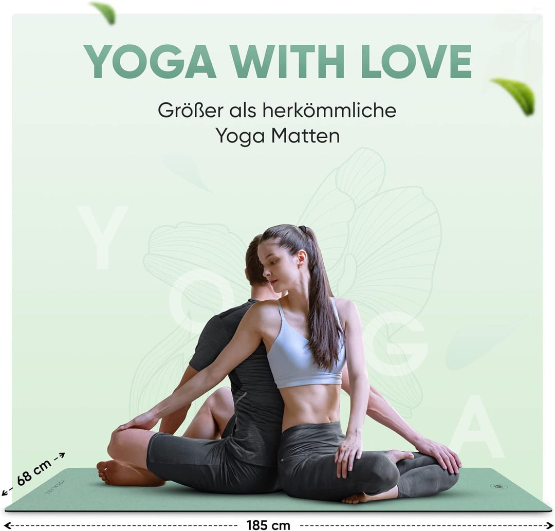 YOGALABS® - Premium Yoga-Matte STUDIO 185 x 68 x 0,4cm (extra gross) inkl. Gurt aus ECO PU & Naturka