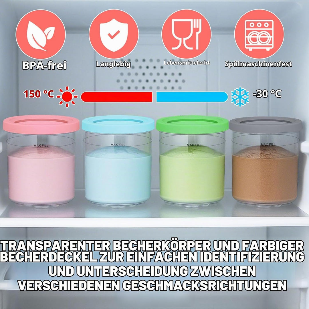 4 Stück Creami Behälter für die Ninja Creami Eismaschine, Behälter für Ninja Creami Eismaschine, Eis
