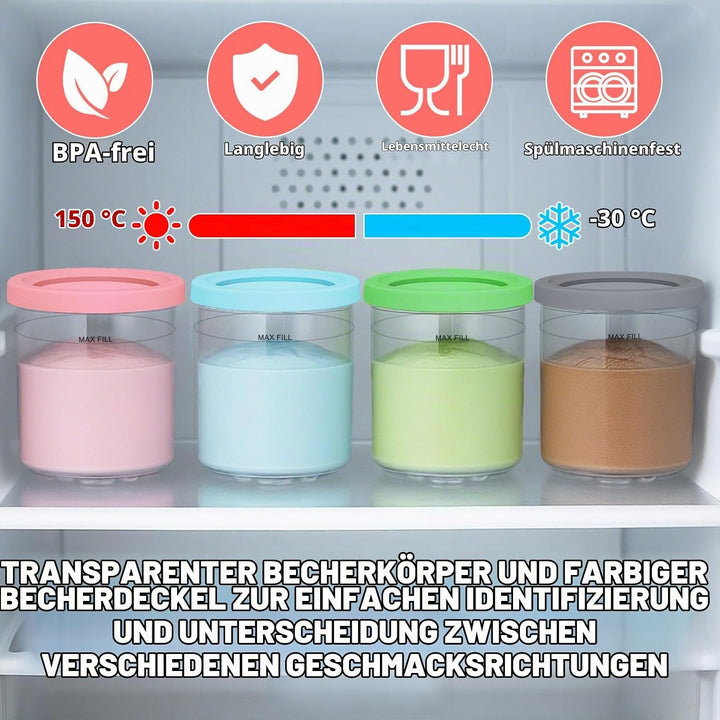 4 Stück Creami Behälter für die Ninja Creami Eismaschine, Behälter für Ninja Creami Eismaschine, Eis
