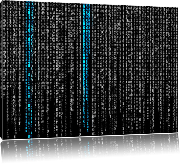 Matrix Zahlen schwarz/weiss Format: 100x70 auf Leinwand, XXL riesige Bilder fertig gerahmt mit Keilr