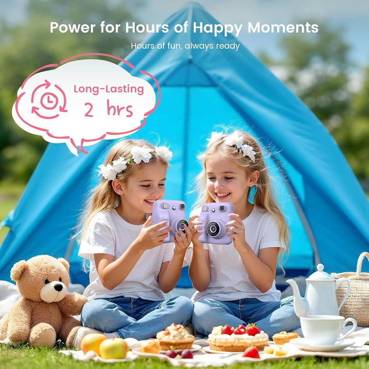 Kinderkamera Sofortbildkamera, 48MP Sofortbildkamera Kinder mit 32GB Karte & Druckpapier, 1080P Digi