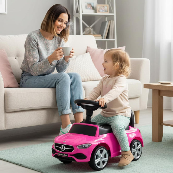 sun baby Rutschauto ab 1 Jahr Mercedes C-Class, Kinderfahrzeug für Jungen und Mädchen mit Audio-Lenk