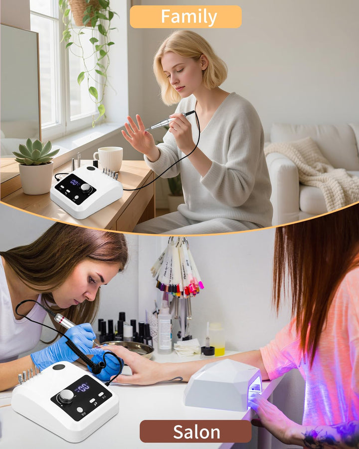 Kixolo Nagelfräser für Gelnägel, Nagelfräser Professionell 45000 U/Min, 6 in 1 Fräser Nägel Mit Peda