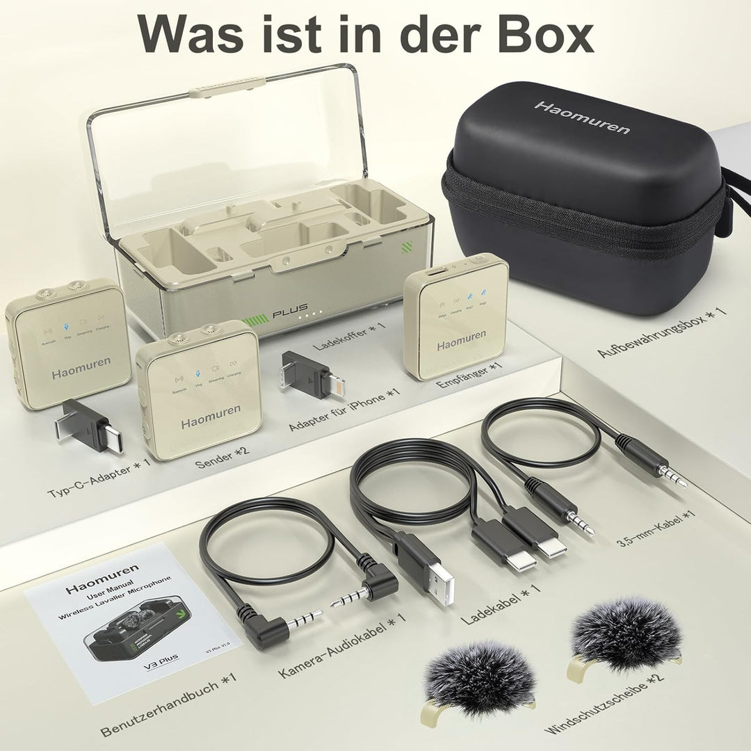 Kabelloses Lavalier-Mikrofon 2er-Pack, kabelloses Mikrofon, kompatibel mit *Phone/Android/Kamera/PC,
