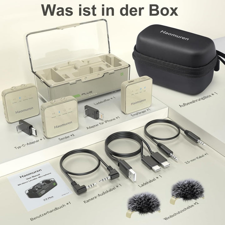 Kabelloses Lavalier-Mikrofon 2er-Pack, kabelloses Mikrofon, kompatibel mit *Phone/Android/Kamera/PC,