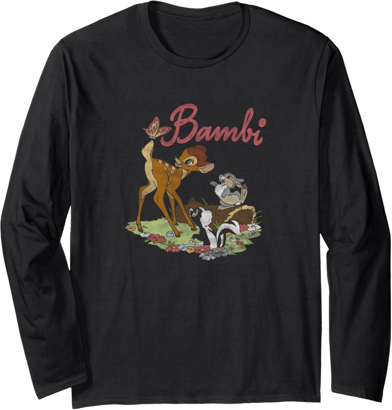 Disney Bambi Group Shot Butterfly On Tail Distressed Langarmshirt