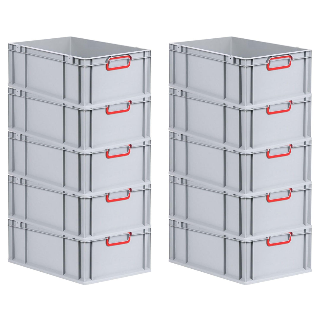 SparSet 10x Eurobox NextGen Color | HxBxT 22x40x60cm | 44 Liter | Griffe rot geschlossen | Verstärkt
