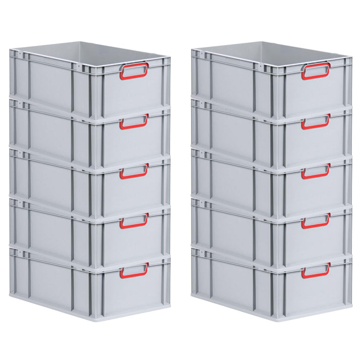SparSet 10x Eurobox NextGen Color | HxBxT 22x40x60cm | 44 Liter | Griffe rot geschlossen | Verstärkt