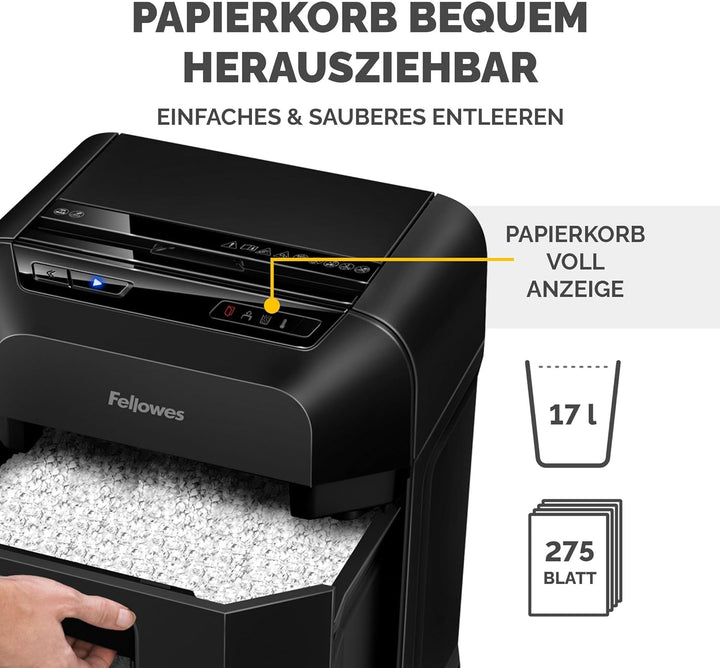 Fellowes Autofeed Aktenvernichter, AutoMax 90M, Minicut (P4), Papierschredder für Büro, Schredder, m