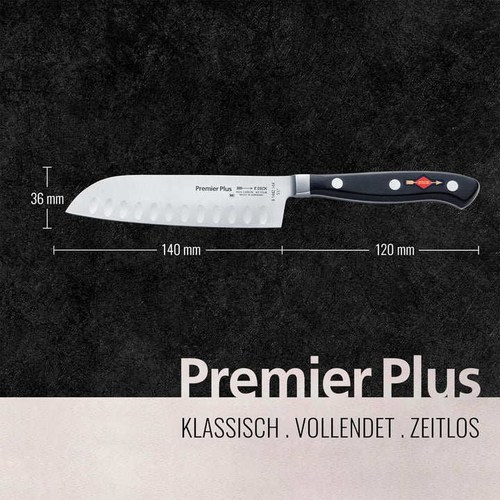 F. DICK Santoku, Küchenmesser, Premier Plus (Messer mit Klinge 14 cm, X50CrMoV15 Stahl, nichtrostend