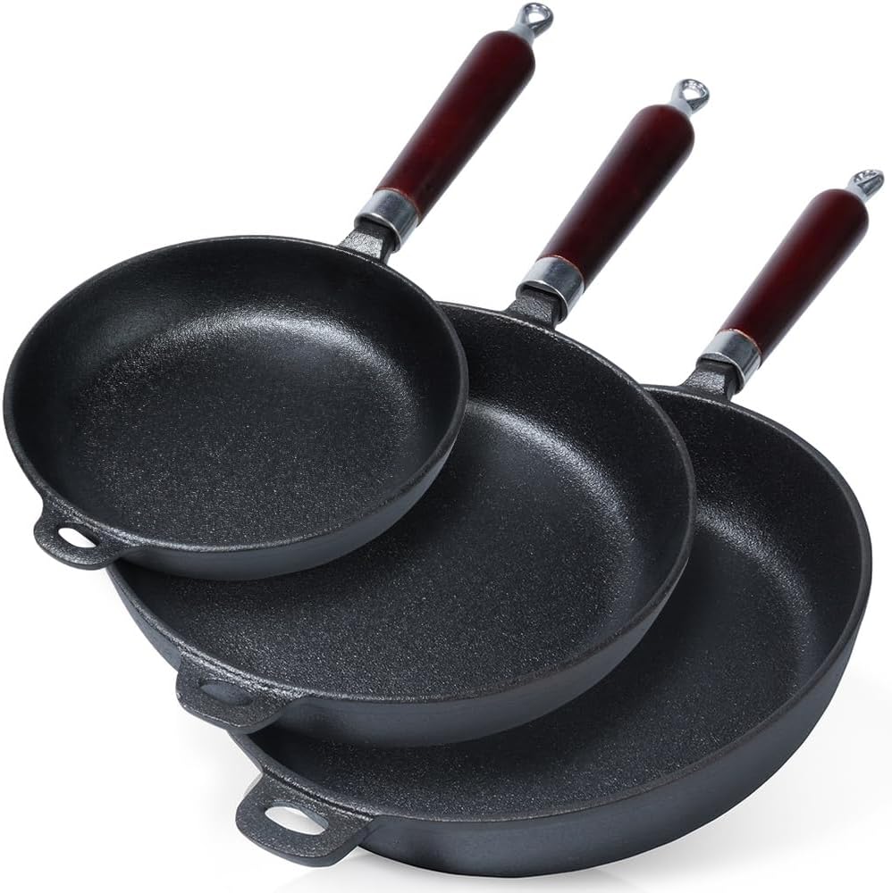 Vilde Gusseisenpfannen-Set Eisenpfanne Grillpfanne aus Gusseisen Cast Line