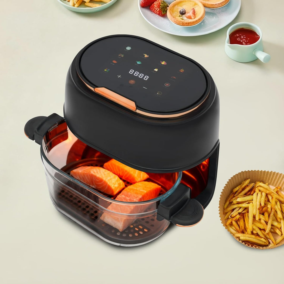 Heissluftfritteusen 4L, Heissluftfritteuse Kompakte mit LED Touchscreen, Friteuse für Fettarmes Koch