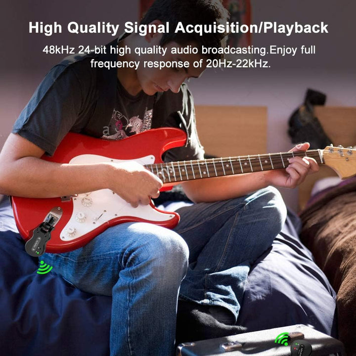 LEKATO 5,8 GHz Drahtloses Gitarrensystem Drahtloses Gitarrensystem Wiederaufladbares digitales Gitar