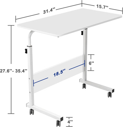 soges Laptoptisch Beistelltisch mit Rollen,höhenverstellbarer PC Tisch Notebook Sofatisch Laptopstän