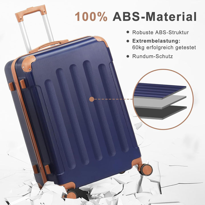 LALAHO Kofferset 4 teilig Hartschale, Koffer Set aus ABS, Reisekoffer mit Rollen Gross, Hartschalenk