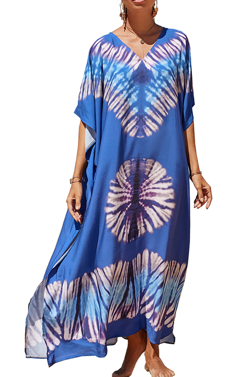 YouKD Damen Lang Kaftan Bohemian Beach Badeanzug Cover Up Kleid Plus Size Robe