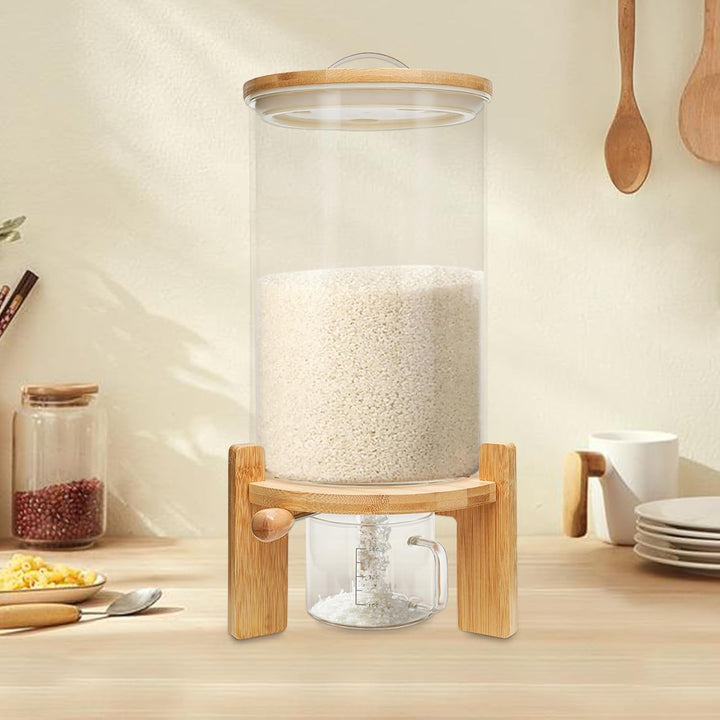 7.5L Müslispender, Glas Cerealienspender, Müsli Vorratsdosen mit Runder Sockel & Deckel 20x30cm Lebe