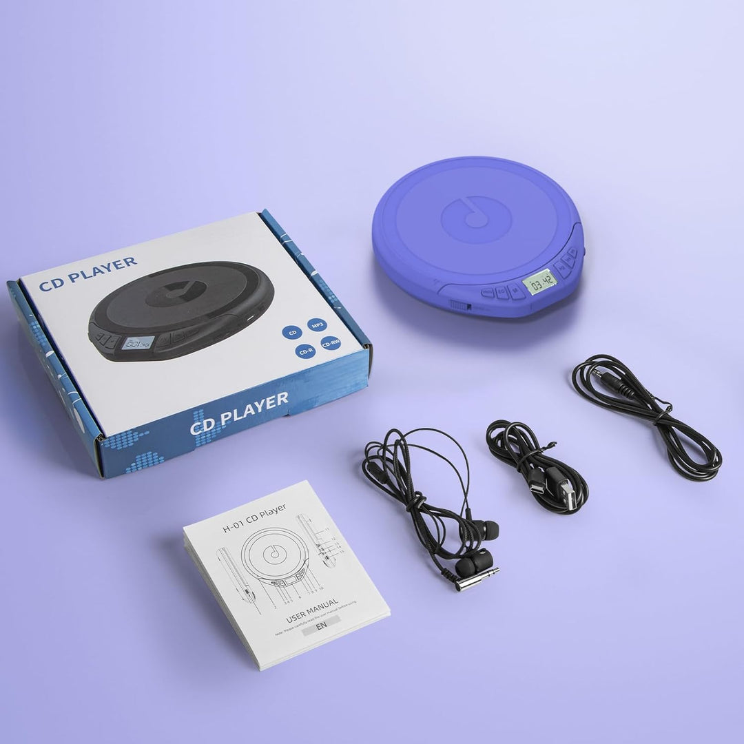 Gueray CD Player Tragbar Kinder Tragbarer CD-Player fürs Auto Discman mit Kopfhörer LCD-Display Unte