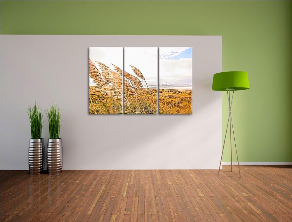 Schönes Schilf in den Dünen Spezial 3-Teiler Leinwandbild 120x80 Bild auf Leinwand, XXL riesige Bild