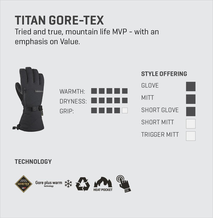 Dakine Men's Titan Gore-Tex Ski and Snowboard Gloves Grau XL, XL Grau